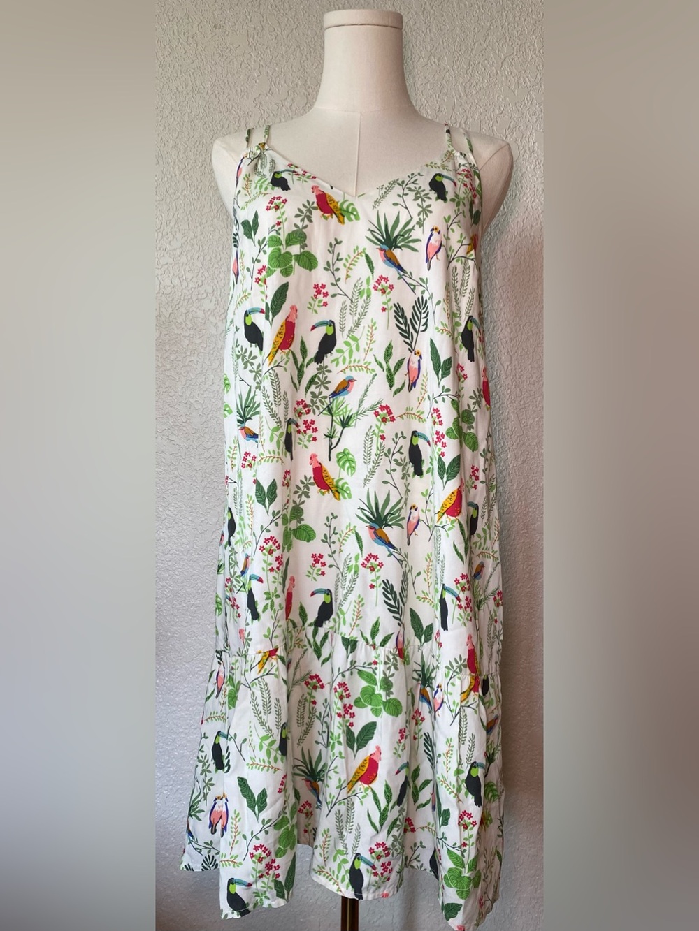 Loft bird print dress women’s size small s